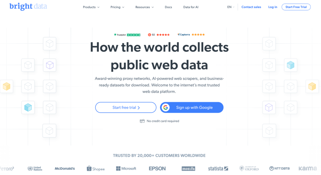 Bright Data scraping infrastructure dashboard page